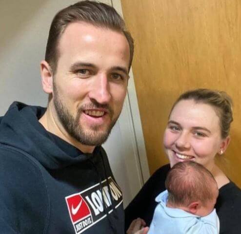 Kim Kane son Harry Kane, daughter in law Katie and grandson Louis Harry Kane.